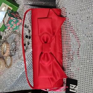 Elegant Red Clutch with Bow Accent
